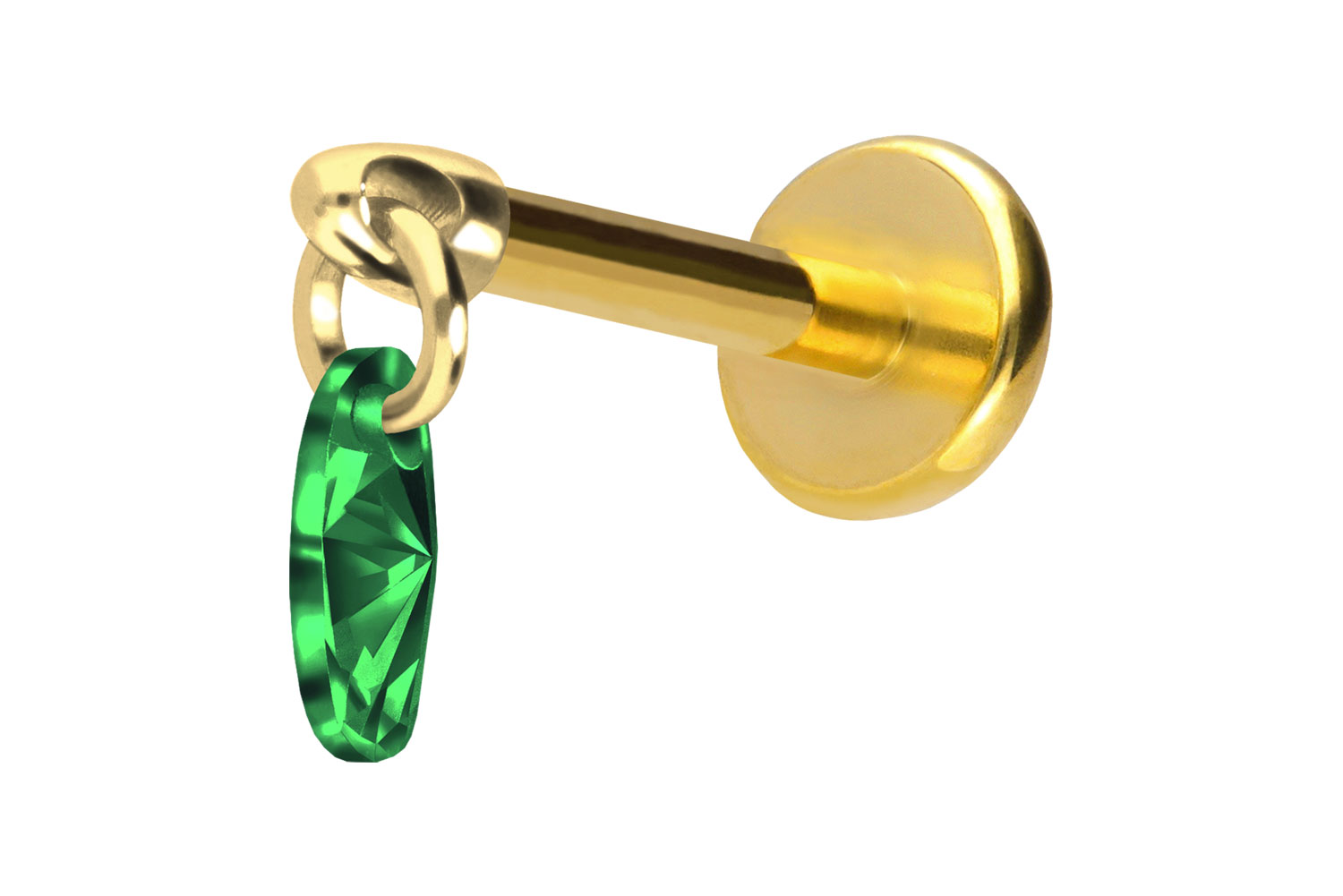 Titan Labret Piercing mit Push Fit KRISTALLOVAL